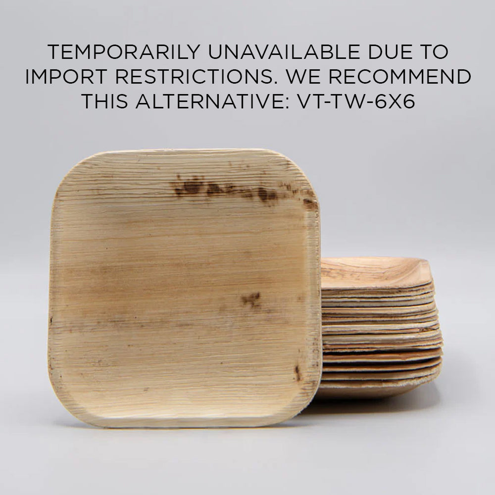 6" x 6" Square Palm Leaf Plates