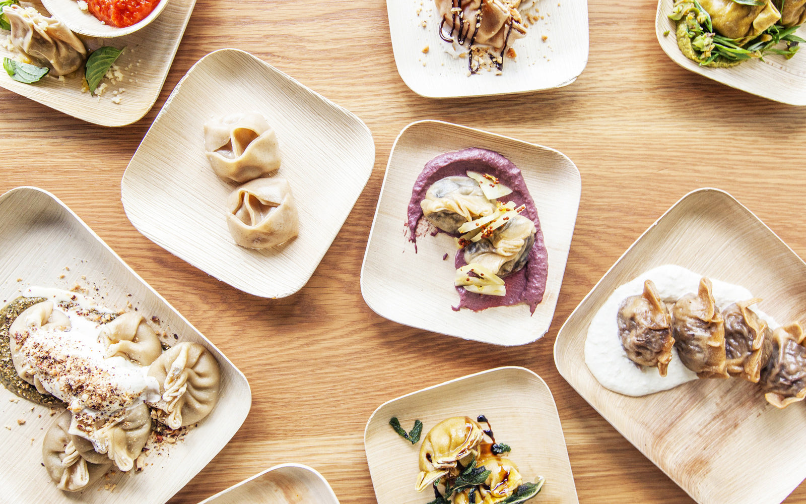 VerTerra Dinnerware Palm Leaf Plates in use