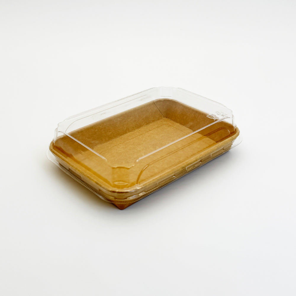 7.3"x5.1" Kraft Paperboard Tray with Clear PET Lid