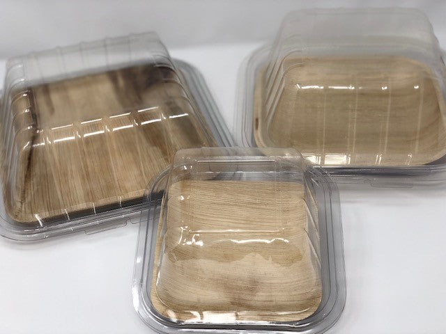 8" Palm Leaf Plate Rim Lock Plastic Lid