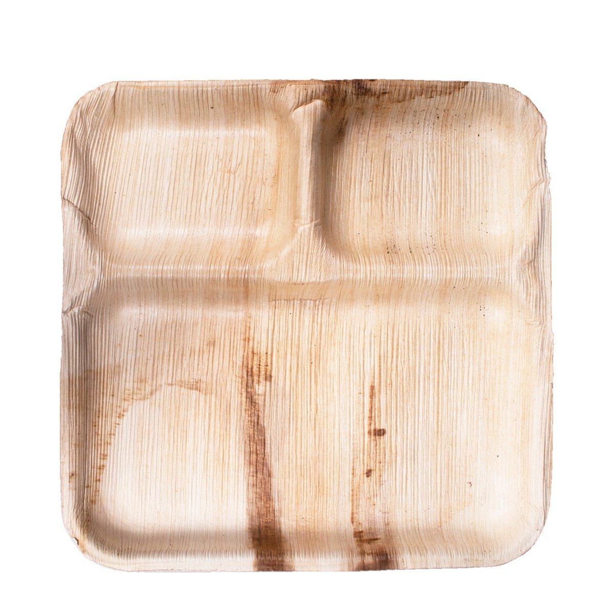 9" x 9" - 3 Compartment Palm Leaf Plates ( 25 Count Retail Pack)-VerTerra Dinnerware