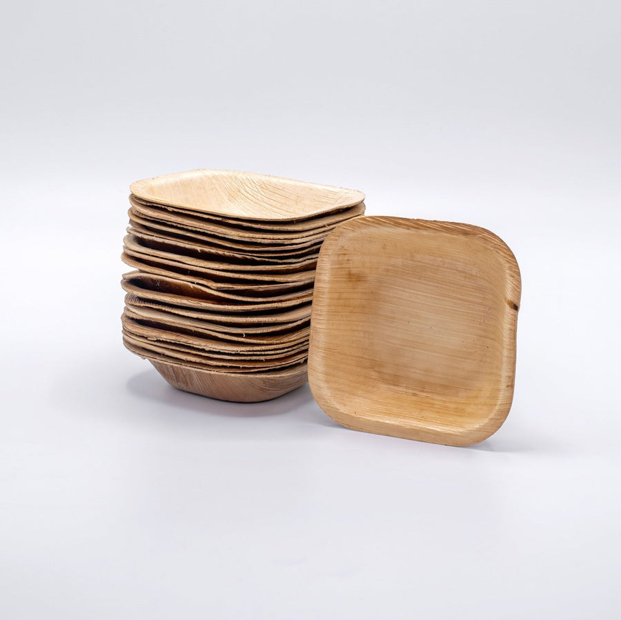 4" x 4" Square Deep Palm Leaf Plates